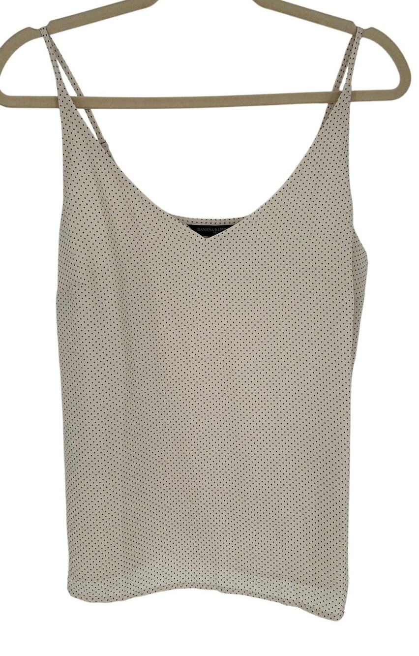 Banana Republic Top‎ S Cream Black Polka Dot Camisole V Neck Tank Adjustable